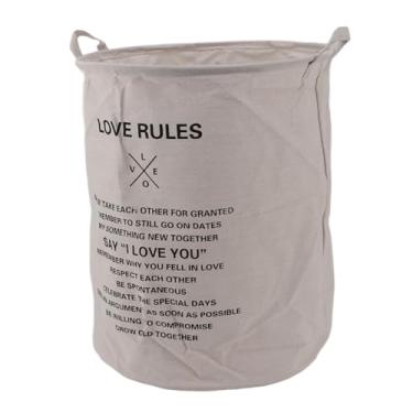 Imagem de GLOGLOW Cesto de Roupa Suja Cesto de Roupa Dobrável, Linho de Algodão, Dobrável de Grande Capacidade, 50x40cm, para Suprimentos de Armazenamento de Quarto e Banheiro (Regras do amor)