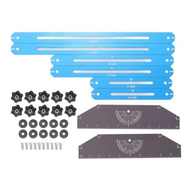 Imagem de Conjunto de medidores de modelo de escada profissional Vomeko, liga de alumínio usinada CNC, trava de botão antiderrapante, gabarito de medição de layout de 6 peças para