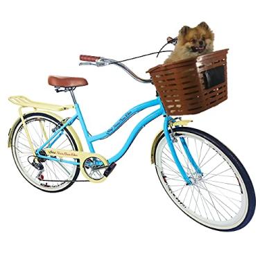 Imagem de Bicicleta aro 26 com bagageiro cesta reforçada 6v Azul bb