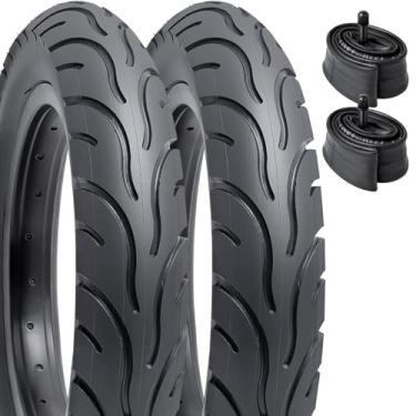 Imagem de YUNSCM 2 peças de pneus de bicicleta de 30,5 cm 12 x 2,40 (64-203) e 12/31.8 cm válvula Schrader compatível com 12 x 2,35 12 x 2,40 pneus e tubos de bicicleta de estrada (Y-1600)