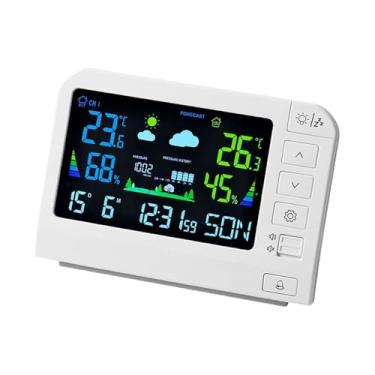 Imagem de Generic Estação Meteorológica, Medidor de Temperatura e Umidade, Relógio Meteorológico Prático, Despertador Digital para Estante de Hotel, Estúdio e Sala de, Style a White