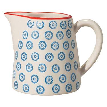 Imagem de Bloomingville Creme de cerâmica com alça Emma – Jarra de servir colorida para leite, jarro de molho de diâmetro 8 cm A 8 cm, azul, grés, conteúdo de 258 ml