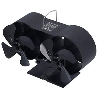 Imagem de Acouto Ventilador de Fogão de Cabeça Dupla Com 8 Lâminas - Alimentado Automaticamente por Calor para Lareiras de Toras e Madeira, Fluxo de Ar Silencioso e Eficiente