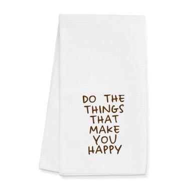 Imagem de Gleegreets Toalhas de cozinha engraçadas presentes para mulheres e homens, panos de prato motivacionais para decoração de cozinha e banheiro, faça as coisas que fazem você feliz (40,6 x 61 cm)