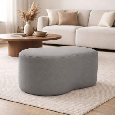 Imagem de Puff Orgânico Curvo Feijão Sala Redondo Confortável Quarto Moderno Linho