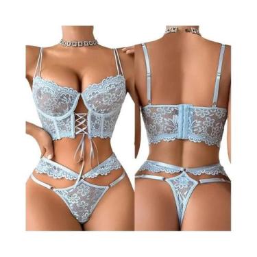 Imagem de Conjuntos De Sutiã E Calcinha De Renda Preta Para Mulheres, Lingerie S