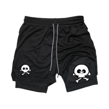 Imagem de Shorts Masculinos 2 Em 1 De Secagem Rápida E Respiráveis Com Estampa P