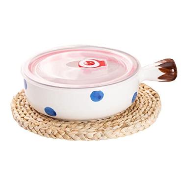 Imagem de Pratos Tigela de cerâmica para salada de frutas, tigela de café da manhã, pratos de macarrão instantâneo, criativos, fofos, panificadores, utensílios de mesa para cozinha doméstica (cor: G) (H)