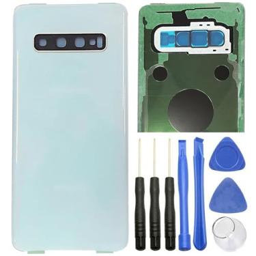 Imagem de Ubrokeifixit Compatível com invólucro traseiro de vidro com lente de vidro para câmera para Samsung Galaxy S10 6.1" G973U G973W G973F G973U1 G973N G973F/DS (não para S10 + 6,4"/S10e 5,8"), Branco