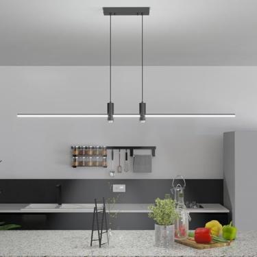 Imagem de Luminária pendente LED moderna para mesa de jantar, com intensidade regulável, design criativo e controle remoto. Luminária pendente LED para mesa de jantar, com altura ajustável, ideal para