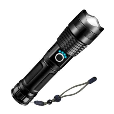 Imagem de Lanterna Tática Profissional LED P50 T9 – 10.000 Lúmens Luz Super Forte Alcance 800m Zoom Ajustável Recarregável USB 5 Modos Ideal para Camping, Caça, Pesca e Segurança