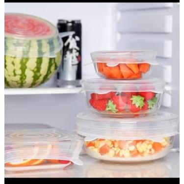 Imagem de Tampas Elásticas de Silicone Reutilizáveis, kit com 12 Peças, para Potes e Tigelas,Panelas, Vedação Universal para Alimentos. Ideal Para Conservar Alimentos de Forma Prática, Econômica e Sustentável