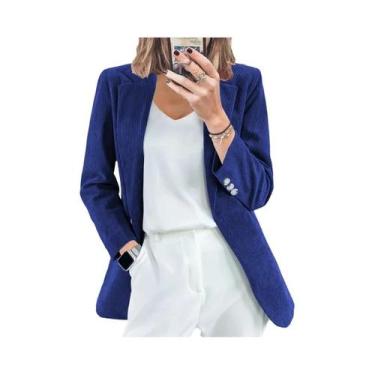 Imagem de Cardigan Feminino Slim Fit Em Cor Sólida De Veludo Cotelê Jaqueta Casu