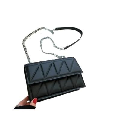 Imagem de VEVEL Bolsa de ombro feminina moderna com alça de corrente e alça transversal para mulheres, Preto, One Size