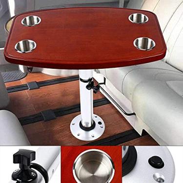 Imagem de Conjunto de pernas de mesa para barco Mesa RV Mobile. Acessórios para barcos pontão, mesa removível, porta-copos embutidos, mesa ajustável suporte de mesa de pedestal marinho + tampo de mesa de carval