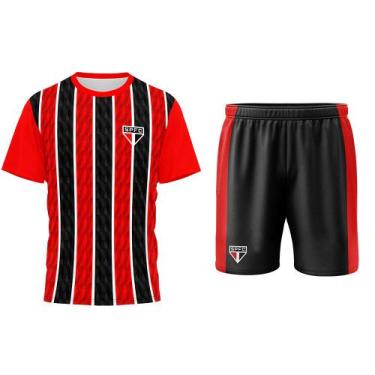 Imagem de Conjunto São Paulo Mini Craque Tricolor Camisa + Shorts, 10, Vermelho,