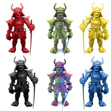 Imagem de 3D Printed Samurai Action Figure, Novelty Articulated Movability Samurai Figurine With Sword, Unique Collect Decorations For Home And Office, Gift For Samurai Lovers (6PCS Random Color)