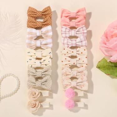 Imagem de 20 peças de grampos de cabelo pequenos para bebês meninas 3,6 cm - 5,6 cm mini conjunto de presilhas antiderrapantes totalmente forradas artesanais laço flor acessórios de cabelo para recém-nascidos