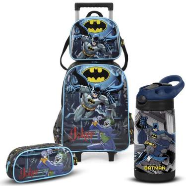 Imagem de Mochila De Carrinho Estojo E Lancheira Batman Garrafa Luxcel, Preto