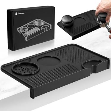 Imagem de CARROTTIMES Tapete de tamponamento de café | Silicone de grau alimentício 10,43 polegadas × 5,63 polegadas 7 mm tapete de adulteração de café expresso espesso para máquina de café expresso barista