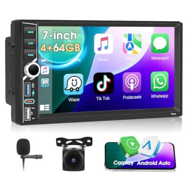 Imagem de Motorsi 4 + 64 G 17.8 cm Android 13 rádio estéreo para carro Bluetooth IPS tela sensível ao toque áudio com CarPlay sem fio e Android Auto Bluetooth navegação GPS espelho link WiFi FM AM RDS AHD