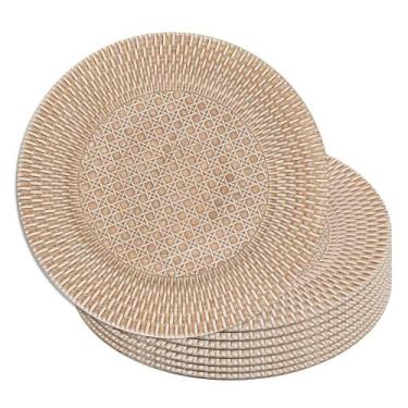 Imagem de Jogo 8 Sousplat Redondo de Plástico Wolff com Textura de Rattan Bronze