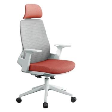 Imagem de Cadeira de escritório clássica cadeira ergonômica confortável para encosto cadeira giratória para escritório em casa com apoios de braços ajustáveis e rodas cadeira de trabalho (vermelha)