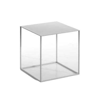 Imagem de Mesa de centro moderna, mesa lateral removível pequena branca/preta de metal mesa de centro quadrada sofá mesa lateral sala de estar aparador mesa de canto de cabeceira simples (branca)