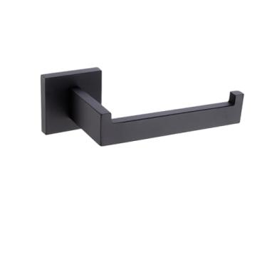 Imagem de Acessórios de conjunto de ferragens de banheiro prateleira preta de aço inoxidável gancho de roupão longo toalheiro rack de barra suporte de papel de tecido, suporte de papel preto