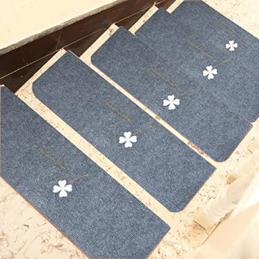 Imagem de Degraus de escada antiderrapantes para degraus de madeira, tapete de escada autoadesivo conjunto de 15, corredores de escada para degraus alcatifados, tapetes de escada cinza