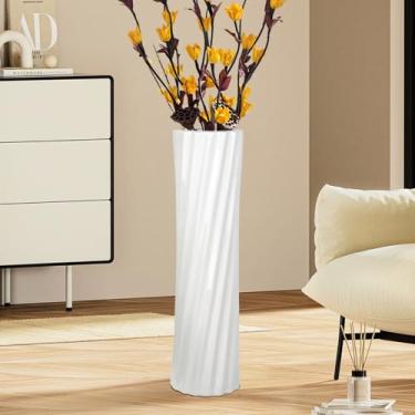 Imagem de TDIAVH Vasos altos de cerâmica para piso, vaso grande de 61 cm, vaso decorativo para centro de mesa de design minimalista de grama dos pampas, sala de estar, decoração de casa para seu amigo, amado e