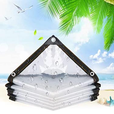 Imagem de Lona transparente à prova d'água, resistente, transparente, com ilhós, lona transparente dobrável para estufa de plantas