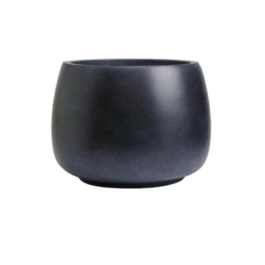 Imagem de KHUTRW3D Vaso de flores redondo preto fosco vaso anão de argila de magnésio com orifícios de drenagem, para quarto decorativo, estudo, varanda, jardim, ambientes internos e externos
