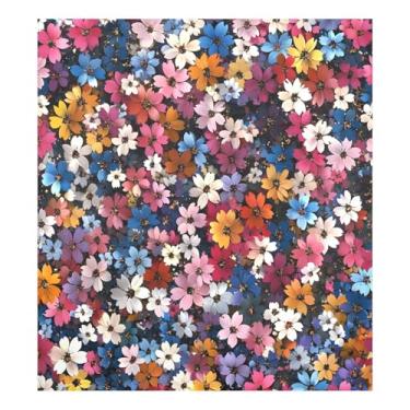 Imagem de Qilmy Capa magnética para máquina de lavar louça, flores estilo fresco, 58 x 66 cm, capa decorativa para geladeira para porta da frente, adesivo magnético, máquina de lavar, painel de geladeira