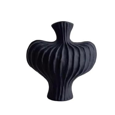 Imagem de x3anggyt5 Flores frescas de alta qualidade e sala de estar, armário de TV, mesa, arranjo de flores, vaso de cerâmica, decoração macia e ornamentos adequados para uso interno (preto)