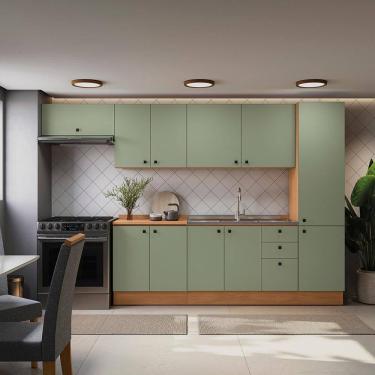 Imagem de Cozinha Modulada Pixel Kappesberg 100% MDP Canela/Verde Frevo 330cm