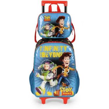 Imagem de Kit Escolar Toy Story Mochila Rodas + Lancheira Térmica - Luxcel, Azul