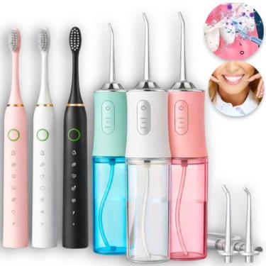 Imagem de Kit Irrigador Bucal Dental + 2x Escova De Dente Eletrica Dentes E Geng