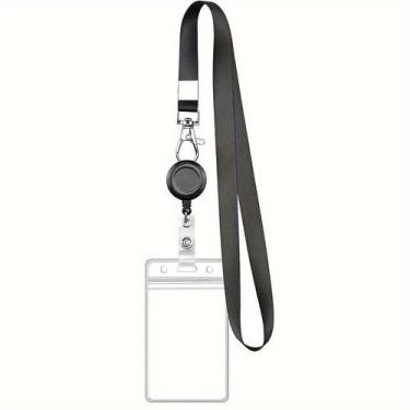 Imagem de Conjunto De Porta-Crachá Retrátil Preto, Suporte De Cartão Em PVC À Pr