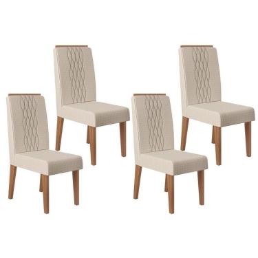 Imagem de Kit 4 Cadeiras De Cozinha Lia 4 Un Freijó Linho Neve