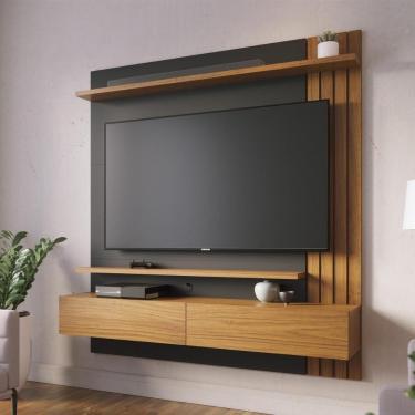Imagem de Painel Home Suspenso 2 Portas Tv's 65 Juriti Noce Milano Preto Fosco Noce Milano Preto Fosco