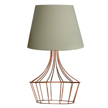 Imagem de Abajur De Mesa Aramado Balão Bege Cobre Cúpula Algodão