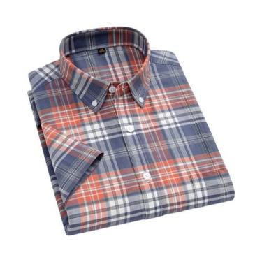 Imagem de Camisa Oxford Xadrez Masculina Oversized 11XL 10XL 9XL 100% Algodão Ca