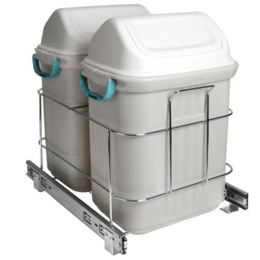 Imagem de Lixeira De Embutir Deslizante Dupla 19L Para Cozinha 7079 CR - GTB