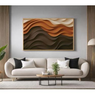 Imagem de Quadros Decorativos com Moldura Marrom Bege Abstrato para Sala Quarto 