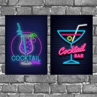 Imagem de Kit 2 Placas Decorativas Cocktail Bar 18X27Cm