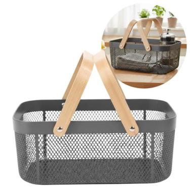 Imagem de Cesta Caixa Organizadora Fruteira Multiuso Com Alça Bambu Design Vazad