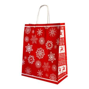 Imagem de Kit 10 Sacola Papel Kraft Presente Natal 17,5X8,5X21,5Cm - Db