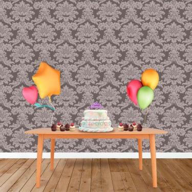 Imagem de Painel Retangular em Jacquard Cinza e Crú Medalhão - Jacquard Tradicio