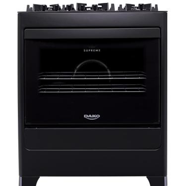 Imagem de Fogão de Chão À Gás 5 Bocas Acendimento Automático Mesa Vidro Temperado Forno Cozinha Moderna Preto